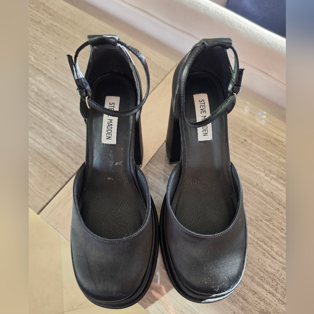 Steve Madden Black Ankle Strap Heels